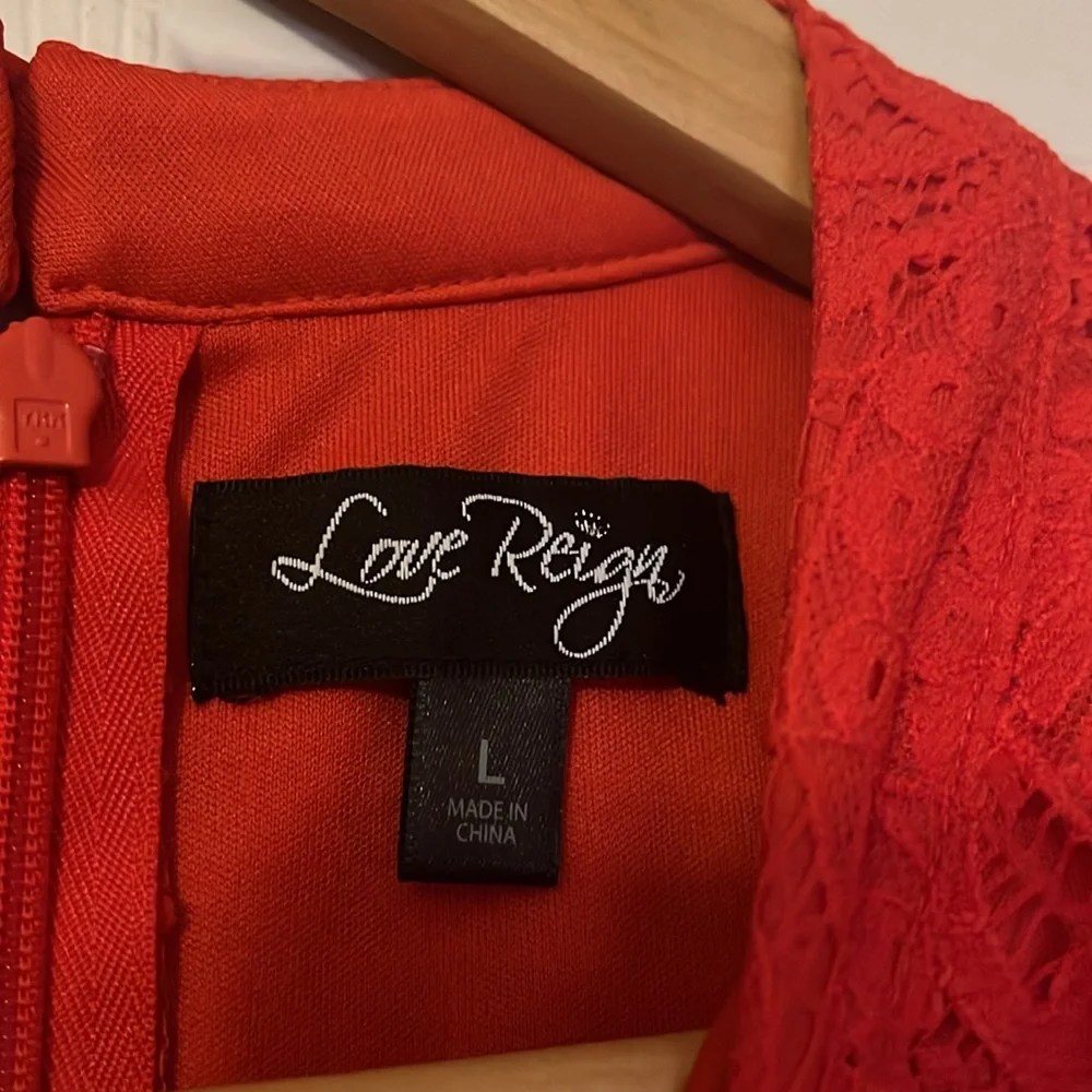 Love Reign Fire Red Lace Romper Large - Picture 3 of 5